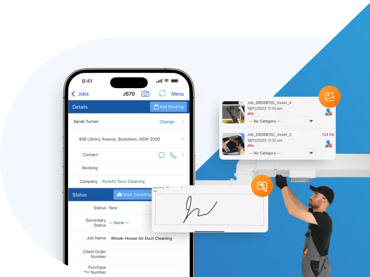 Visual representation of signing and capturing signatures.