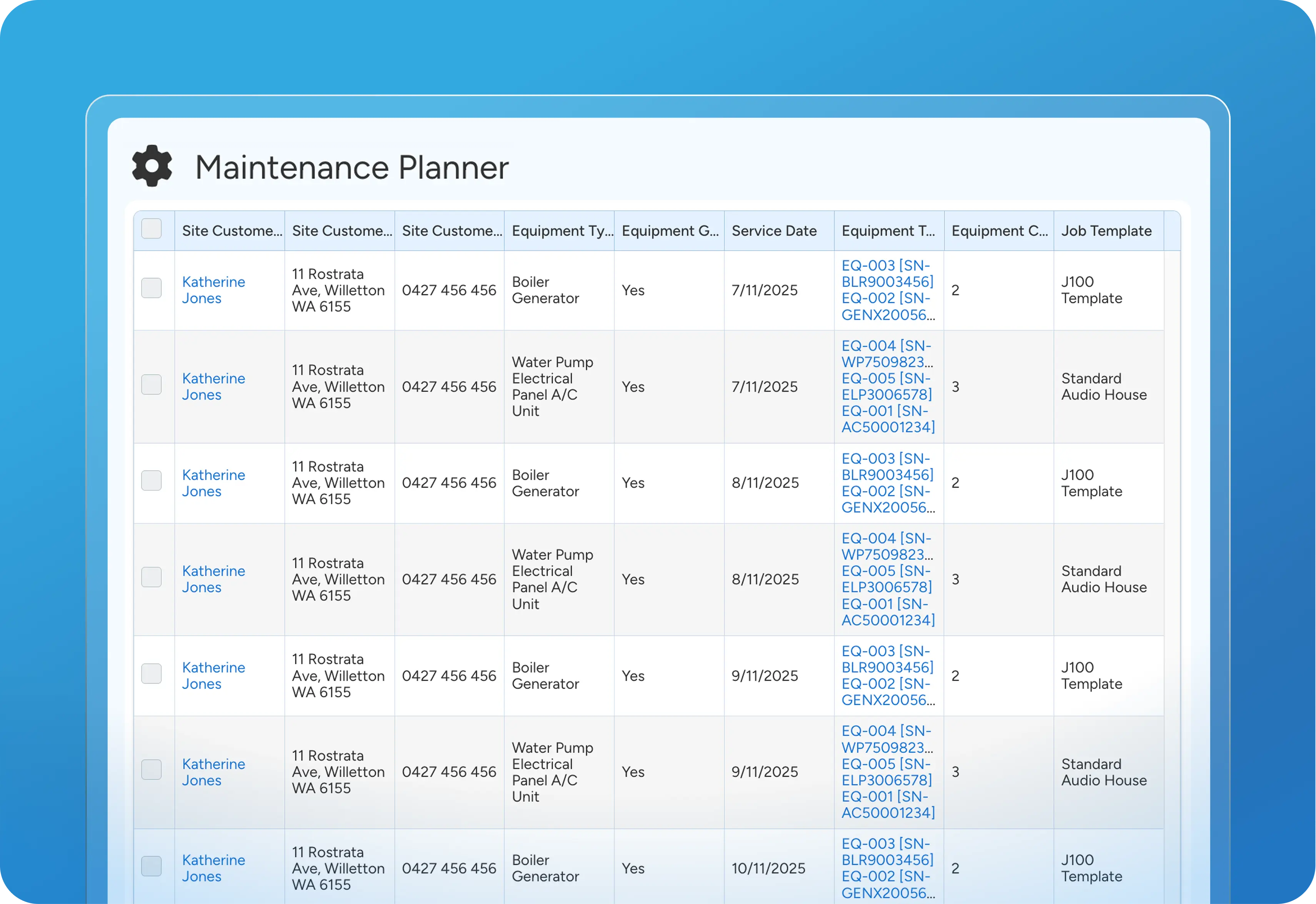 HVAC maintenance planner