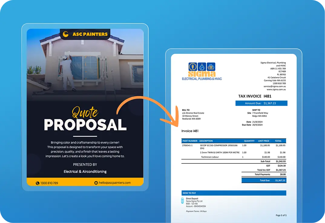 Quote to invoice workflow