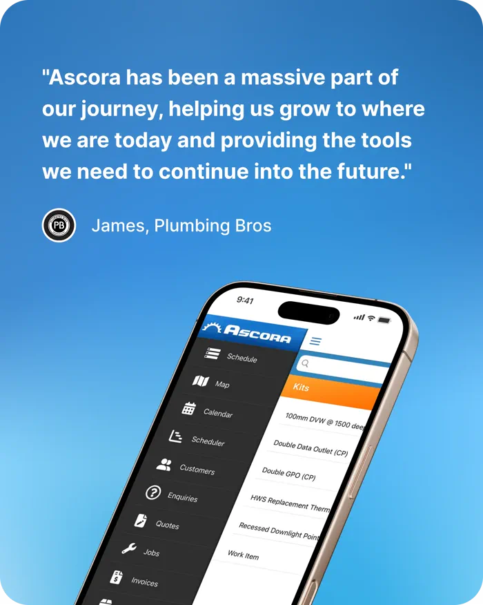 Plumbing crew on site, an Ascora customer